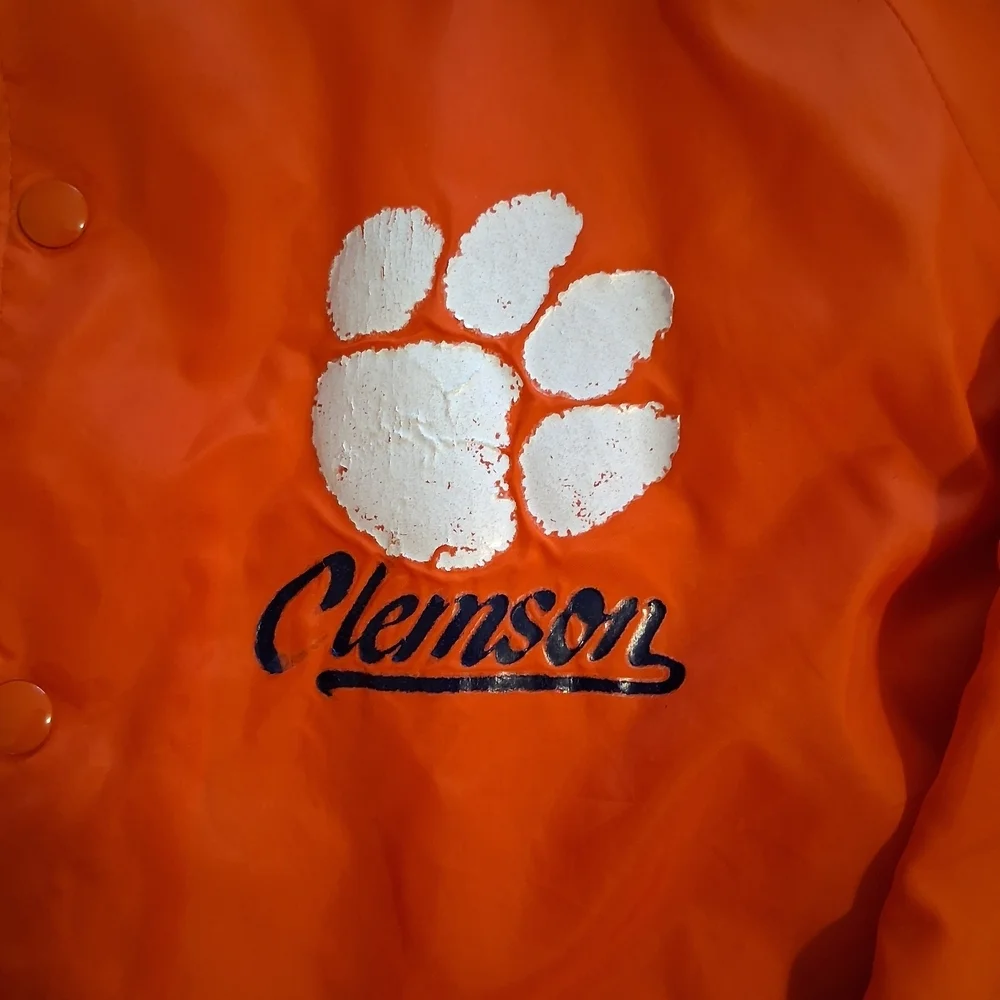 VINTAGE Hartwell Clemson Tigers Jacket Adult Large Snap Button Coaches USA 80s - Picture 5 of 5